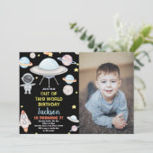 Black Photo Espace Extérieur Invitations Anniversa (Debout devant)