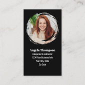 Black Photo QR Code Connect with Me Business Visitekaartje (Voorkant)