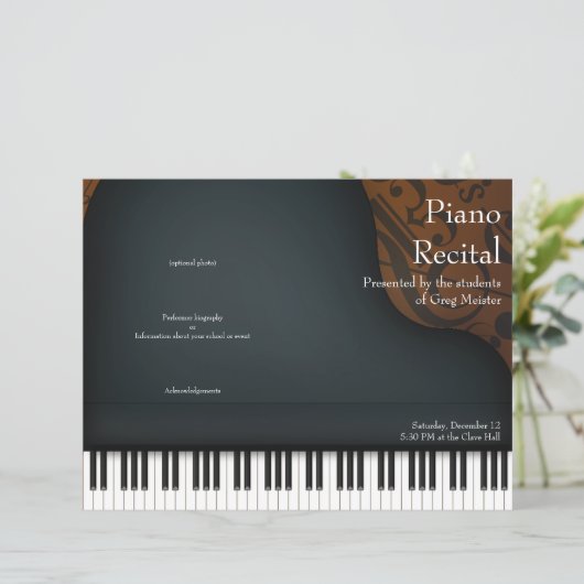 Black Piano on Brown Folded Overweging Programme (Staand voorkant)