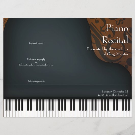 Black Piano on Brown Folded Overweging Programme (Voorkant)