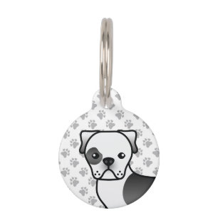 Black Piebald American Bulldog Cute Cartoon Dog Huisdierpenning