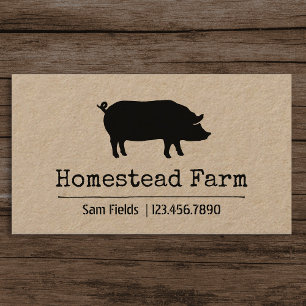 Black Pig Silhouette Simple Boerderij Animal Land Visitekaartje