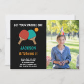 Black Ping pong Anniversaire Invitations avec phot (Devant)