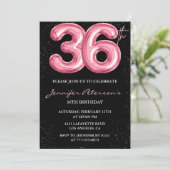 Black Pink 36e verjaardag uitnodigingen Balloon Gl (Staand voorkant)