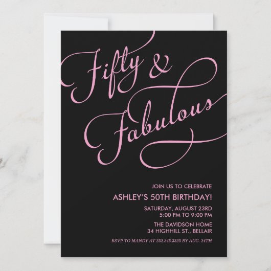 Black & Pink 50 et fabuleuses invitations d'annive (Devant)