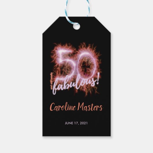 Black Pink 50 & nog steeds Fabulous 50th Birthday  Cadeaulabel (Voorkant)