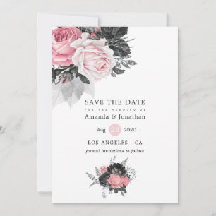 Black Pink and Silver Rozen Wedding Save The Date