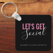 Black Pink Beauty Salon Social Media QR-code Sleutelhanger (Voorkant)