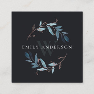 BLACK PINK BLUE FAUNA INITIAAL WREATS PROFESSIONAL VIERKANTE VISITEKAARTJE