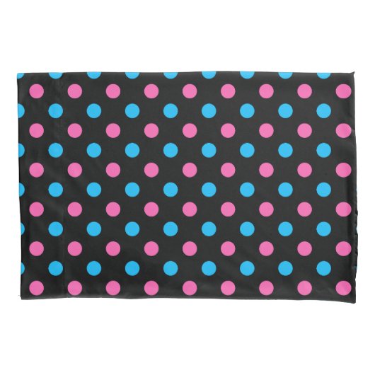 Black Pink Blue Polka Dot Pattern Kussensloop (Voorkant)