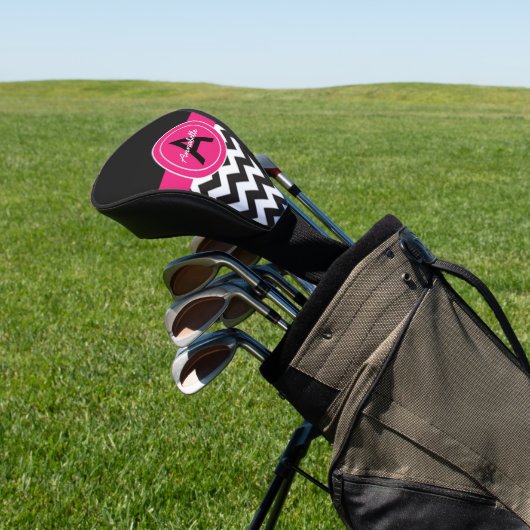 Black Pink Chevron Golfheadcover (Insitu)