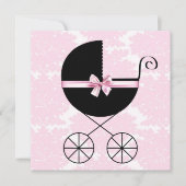 Black Pink Damask Baby Shower Uitnodigingen (Voorkant)