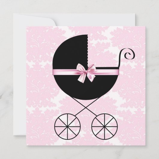 Black Pink Damask Baby Shower Uitnodigingen (Voorkant)