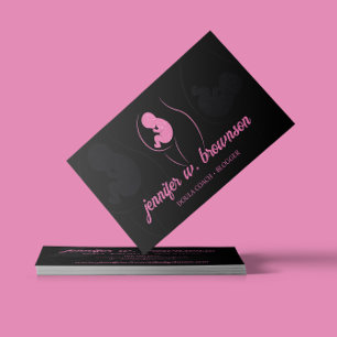 Black Pink Doula Birth Pregnant Gold Baby Newborn Visitekaartje