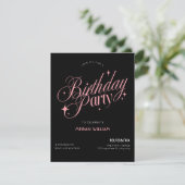 Black Pink elegant birthday Kaart (Staand voorkant)