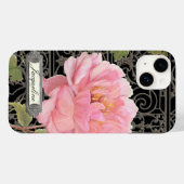 Black Pink Elegant Stylish Peony Floral Case-Mate iPhone Case (Achterkant (horizontaal))