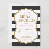 Black Pink en Gold Bridal Luncheon Uitnodiging