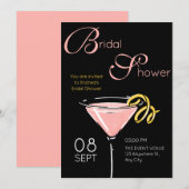 Black pink fancy cocktail bridal shower kaart (Voorkant / Achterkant)