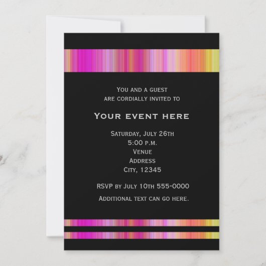 Black Pink Fashion Elegant Party Invitation (Devant)