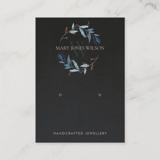 BLACK PINK FOLIAGE MONOGRAM EARRING DISPLAY LOGO VISITEKAARTJE (Voorkant)