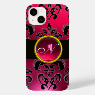 BLACK PINK FUCHSIA DAMASK MONOGRAM, Ruby Gemstone Case-Mate iPhone 14 Hoesje