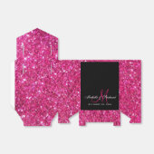 Black Pink Glitter Monogram Weddenschap Vor Box Bedankdoosjes (Uitgevouwen)