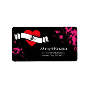 Black & Pink Grungy Heart Music Thmed Wedding Etiket
