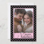 Black & Pink Hearts Happy Valentijns's Custom Phot Feestdagenkaart (Voorkant)
