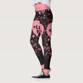 Black & Pink 'JE T'AIME' Leggings Graphiques (Gauche)