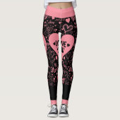 Black & Pink 'JE T'AIME' Leggings Graphiques (Devant)