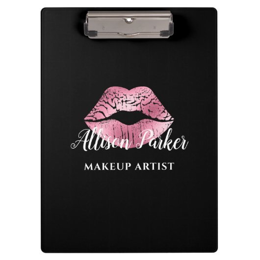 Black Pink Kiss Lips Makeup Artist Klembord (Voorkant)