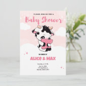 Black Pink Koe Witte Wolk Baby Shower Kaart (Staand voorkant)
