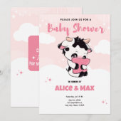 Black Pink Koe Witte Wolk Baby Shower Kaart (Voorkant / Achterkant)