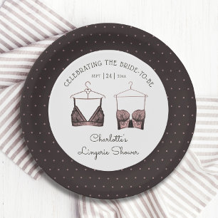 Black Pink Lace Waterverf Lingerie Vrijgezellenfee Papieren Bordje