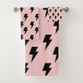 Black Pink Lightning Y2K Indie Bold Badkamers Bad Handdoek (Insitu)