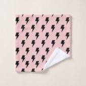 Black Pink Lightning Y2K Indie Bold Badkamers Bad Handdoek (Wasdoekje)