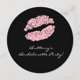Black Pink Lips Kiss Bachelorette Kaart