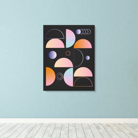 Black Pink Orange Abstract Art Pattern Canvas Afdruk (Insitu (Houten vloer))