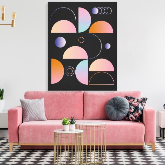 Black Pink Orange Abstract Art Pattern Canvas Afdruk (Insitu (Woonkamer))