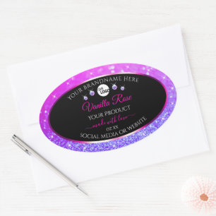 Black Pink Paars Ombre Glitter Product Label Logo