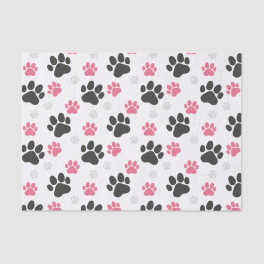 Black Pink Paw Print Dog Eigenaar Puppy Lover Pets Tissuepapier (Voorkant)
