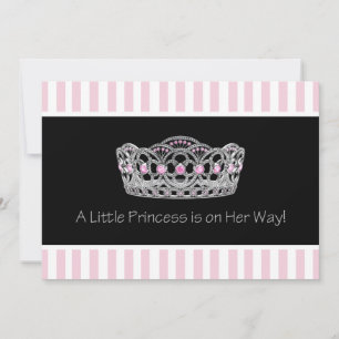 Black Pink Princess Baby shower Kaart