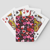 Black Pink Red Hearts Love Pattern Pokerkaarten (Achterkant)