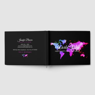 Black Pink Reis Kaart Wereldbol Reisagent Gastenboek