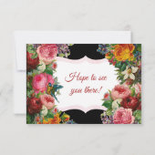 Black PInk Roses Floral Grattée Mariage RSVP carte (Dos)