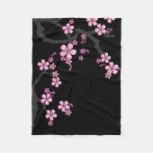 Black Pink Sakura japanese design: Fleece Deken (Voorkant)