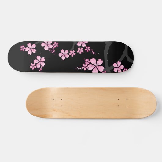 Black Pink Sakura japanese design: Skateboard (Horizontaal)