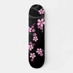 Black Pink Sakura japanese design: Skateboard