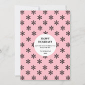 Black & Pink Snowflake Happy Holiday Kaart (Voorkant)