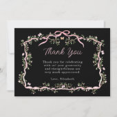 Black Pink Spring Garden Baby shower Bedankkaart (Voorkant)